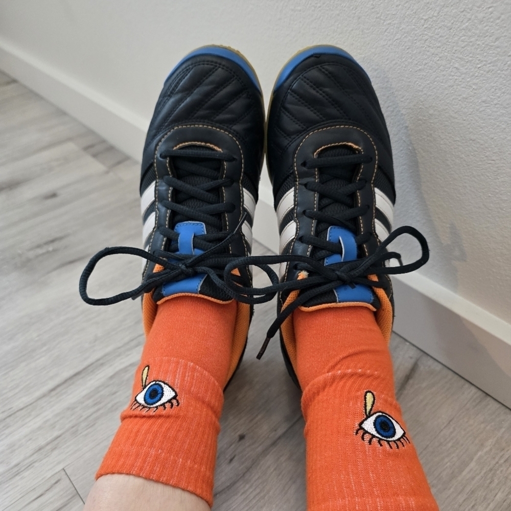 Adidas | Super Sala navy leather sporty Blokecore soccer sneakers | WMS 9 - Picture 7 of 12